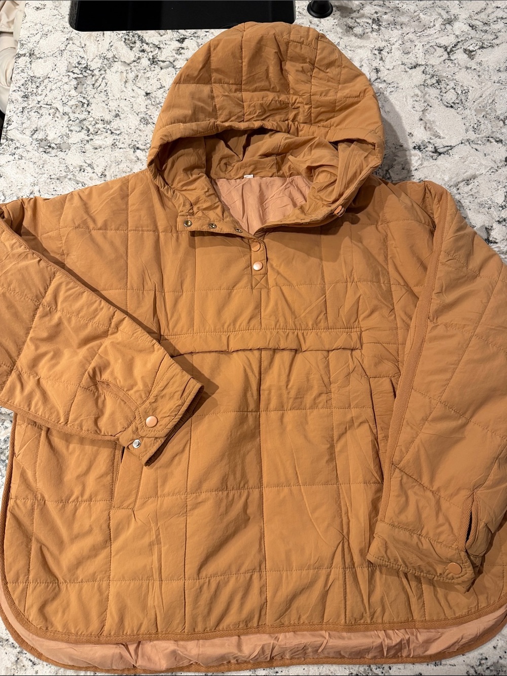 Women’s Quilted Hooded Pullover Jacket - Brown